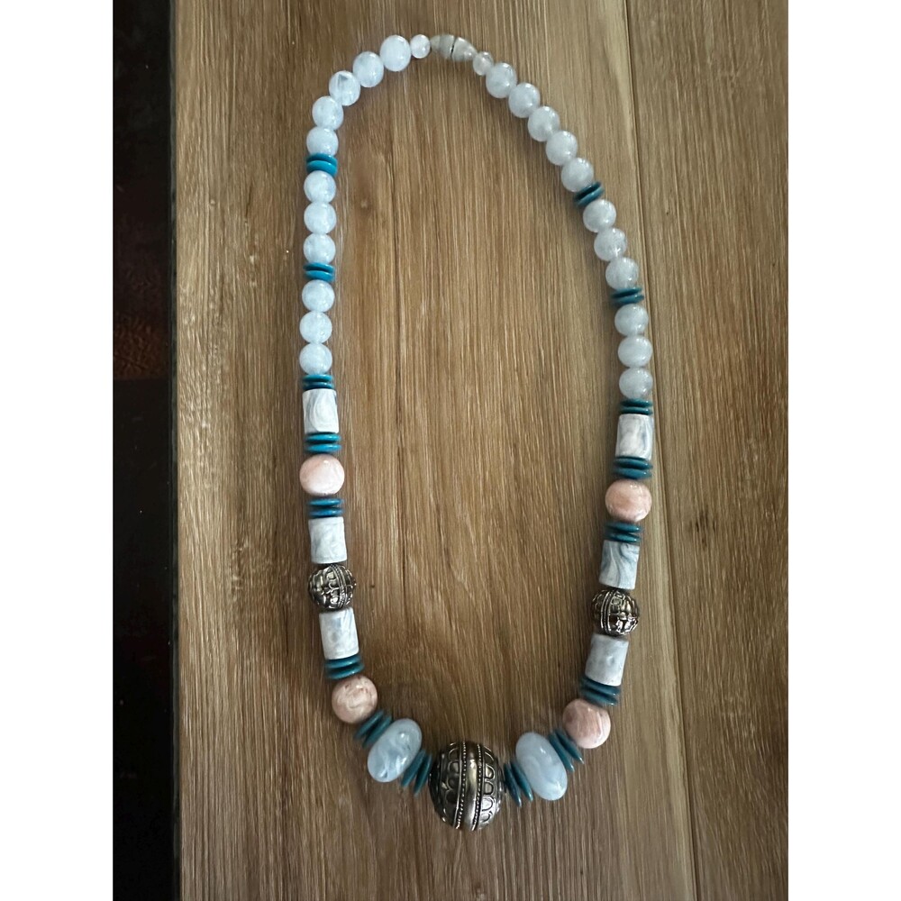 Avon Moroccan Blue Beaded Necklace 1990
